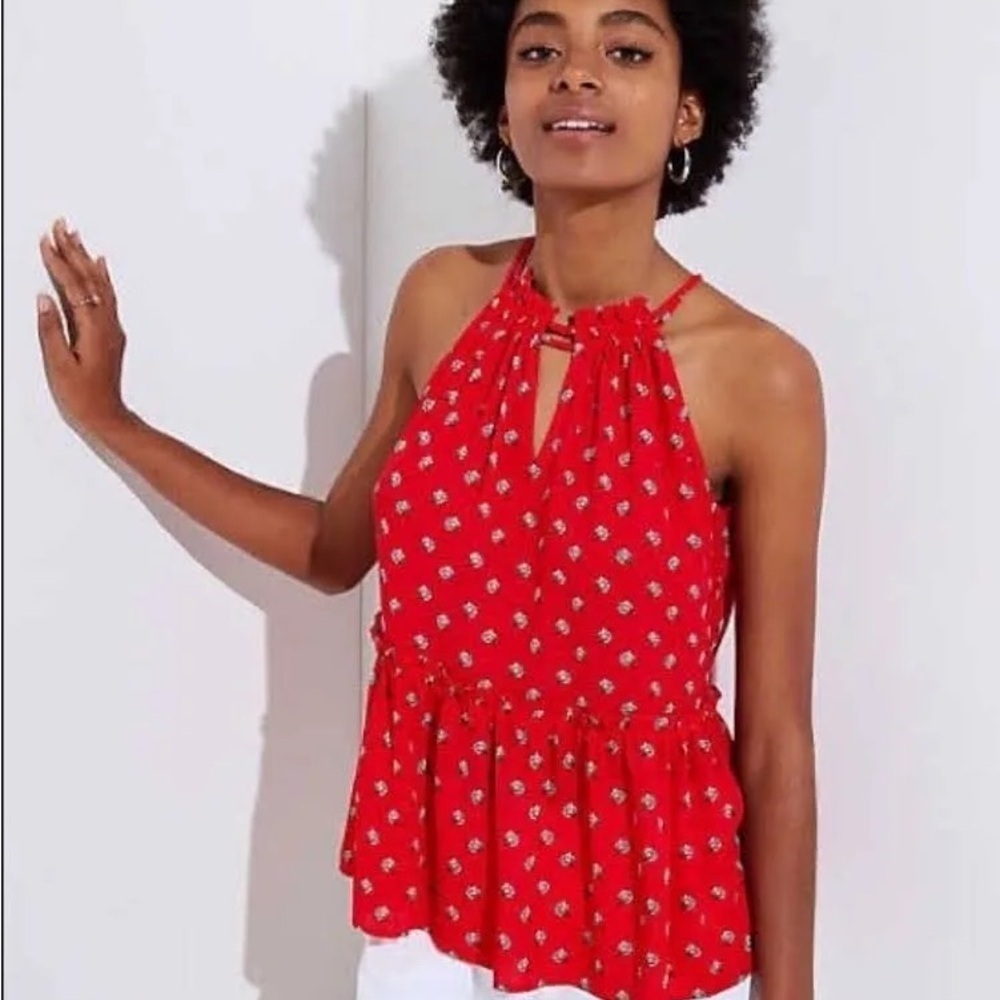 Loft Marigold Peplum Halter Blouse Women’s Size XSP NEW